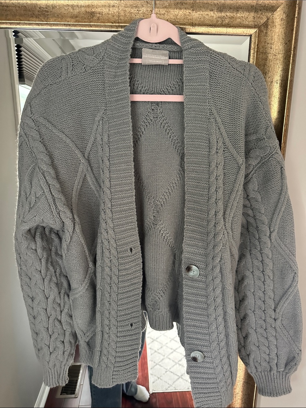 Taylor Swift Gray Cable Knit Button-Front Cardigan